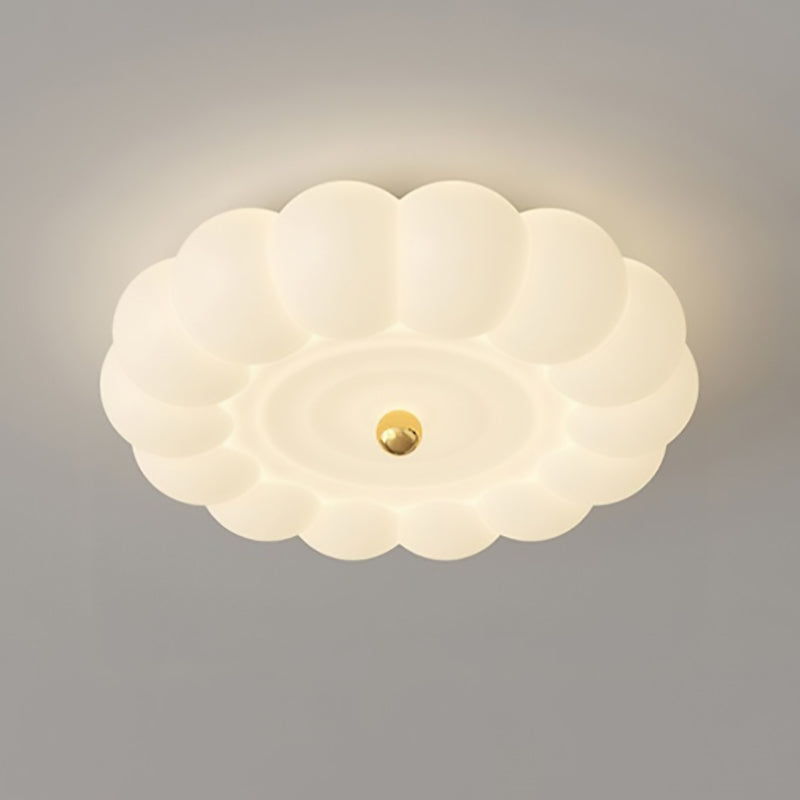 Plafonnier contemporain créatif rond en fer et plastique PE avec LED pour chambre à coucher 