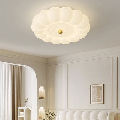 Plafonnier contemporain créatif rond en fer et plastique PE avec LED pour chambre à coucher 