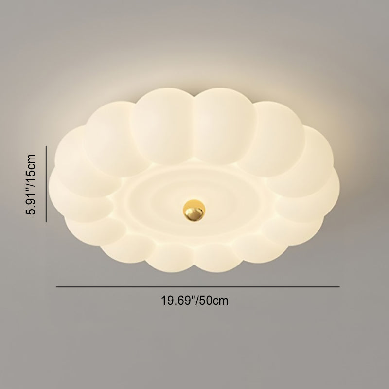 Plafonnier contemporain créatif rond en fer et plastique PE avec LED pour chambre à coucher 