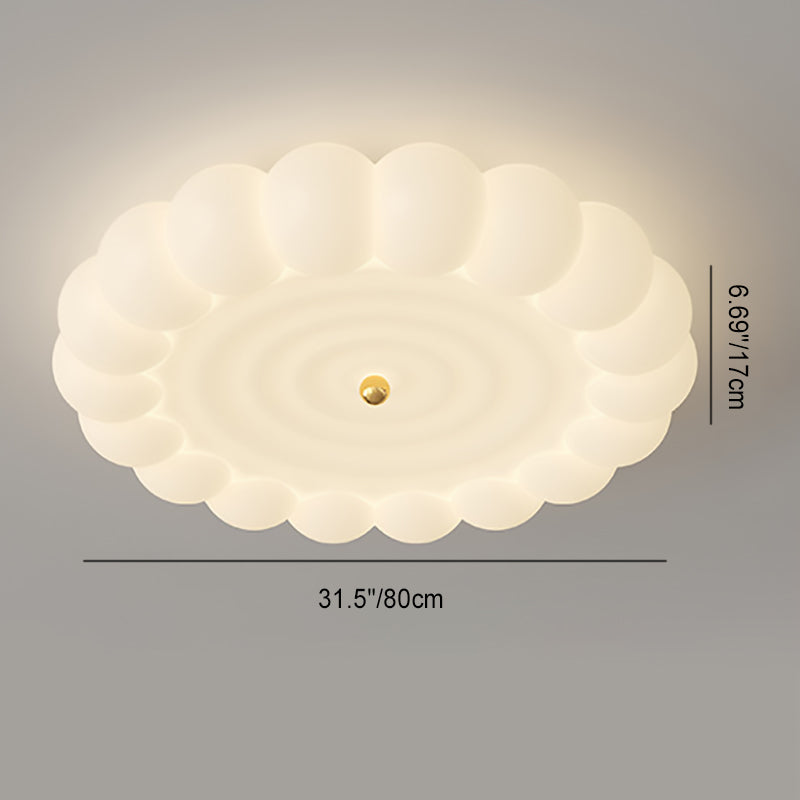 Plafonnier contemporain créatif rond en fer et plastique PE avec LED pour chambre à coucher 