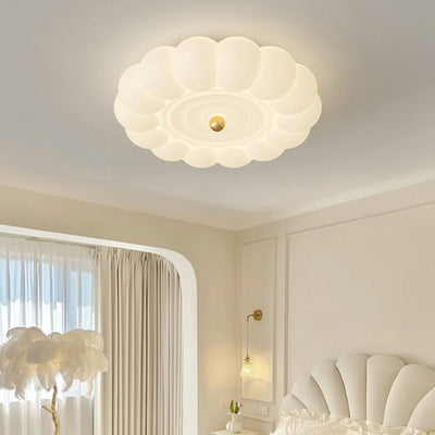 Plafonnier contemporain créatif rond en fer et plastique PE avec LED pour chambre à coucher 