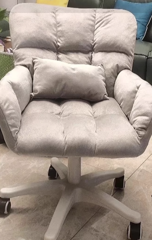 Modern Minimalist Square Back Velvet Cotton Nylon Desk Chair Backrest Armrest For Home Office