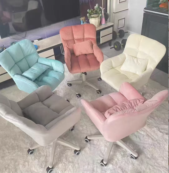 Moderner minimalistischer quadratischer Rücken Samt Baumwolle Nylon Schreibtischstuhl Rückenlehne Armlehne für Home Office 