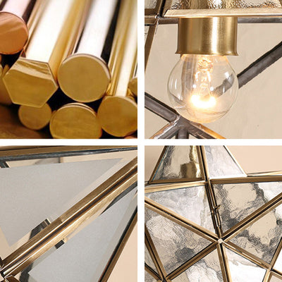 Lustre suspendu à 1 lumière en verre de cuivre étoile créative contemporaine pour chambre 