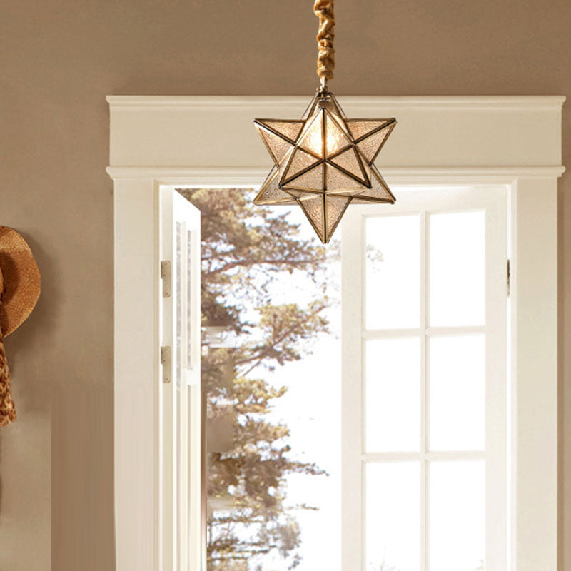 Lustre suspendu à 1 lumière en verre de cuivre étoile créative contemporaine pour chambre 