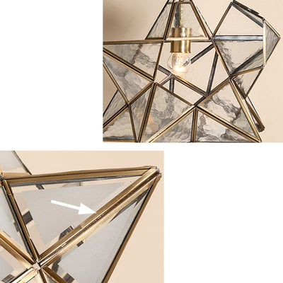 Lustre suspendu à 1 lumière en verre de cuivre étoile créative contemporaine pour chambre 