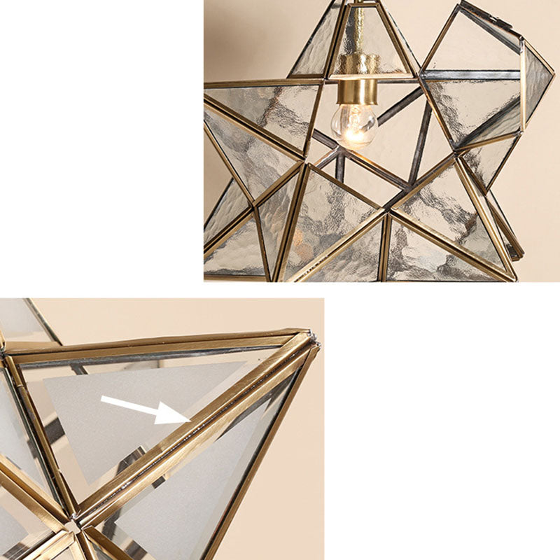 Lustre suspendu à 1 lumière en verre de cuivre étoile créative contemporaine pour chambre 