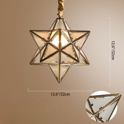 Lustre suspendu à 1 lumière en verre de cuivre étoile créative contemporaine pour chambre 