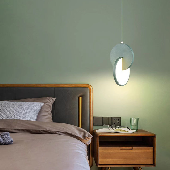 Zeitgenössische skandinavische runde Eisen-Acryl-LED-Pendelleuchte für Schlafzimmer 