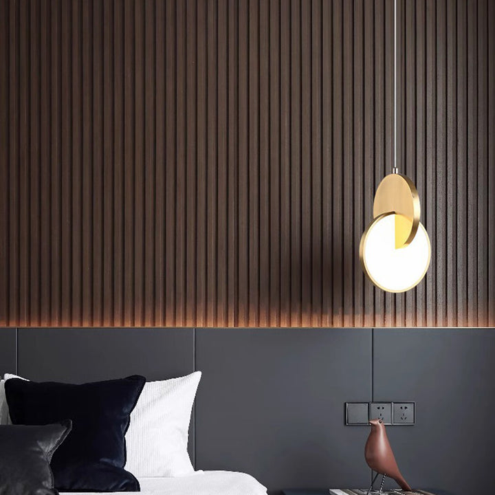 Zeitgenössische skandinavische runde Eisen-Acryl-LED-Pendelleuchte für Schlafzimmer 