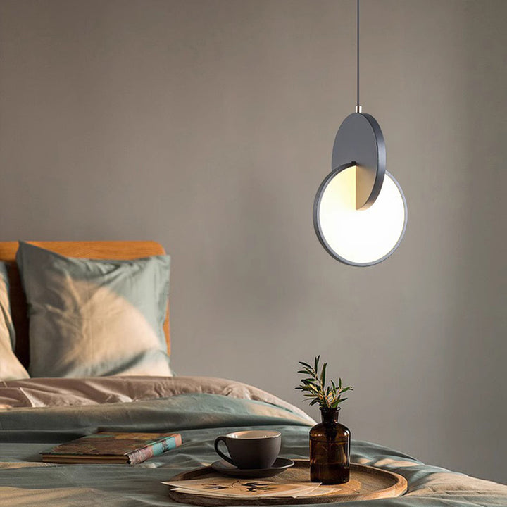 Zeitgenössische skandinavische runde Eisen-Acryl-LED-Pendelleuchte für Schlafzimmer 