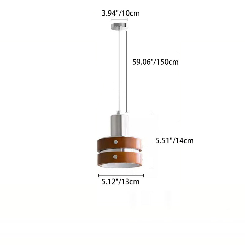 Suspension Luminaire Vintage Traditionnel Cylindrique en Bois et Fer à 1 Lumière pour Chambre 