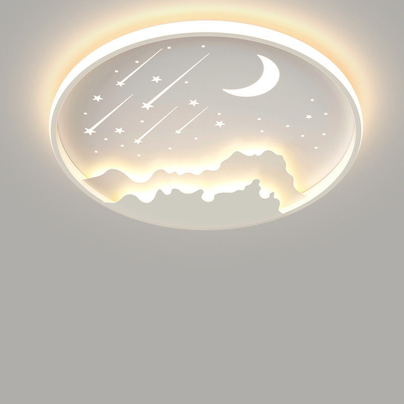 Moderne minimalistische Mond Runde Eisen Acryl LED Unterputz Deckenleuchte für Schlafzimmer 
