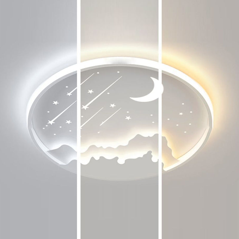Luz de techo LED de montaje empotrado redonda de luna minimalista moderna de hierro y acrílico para dormitorio 