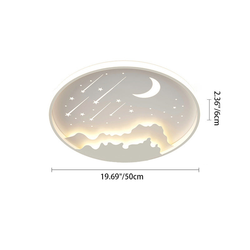 Luz de techo LED de montaje empotrado redonda de luna minimalista moderna de hierro y acrílico para dormitorio 