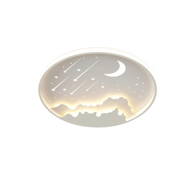 Luz de techo LED de montaje empotrado redonda de luna minimalista moderna de hierro y acrílico para dormitorio 