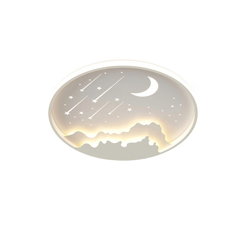 Luz de techo LED de montaje empotrado redonda de luna minimalista moderna de hierro y acrílico para dormitorio 