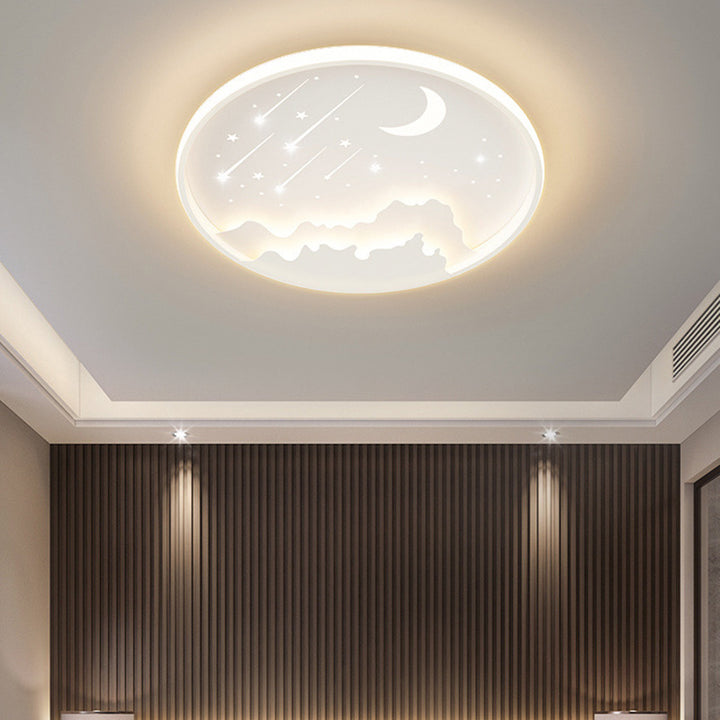 Moderne minimalistische Mond Runde Eisen Acryl LED Unterputz Deckenleuchte für Schlafzimmer 