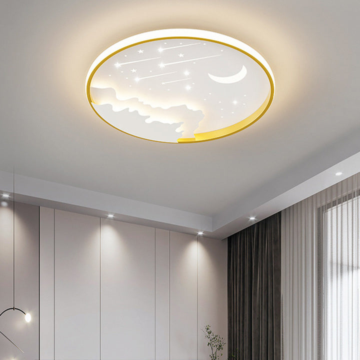 Moderne minimalistische Mond Runde Eisen Acryl LED Unterputz Deckenleuchte für Schlafzimmer 
