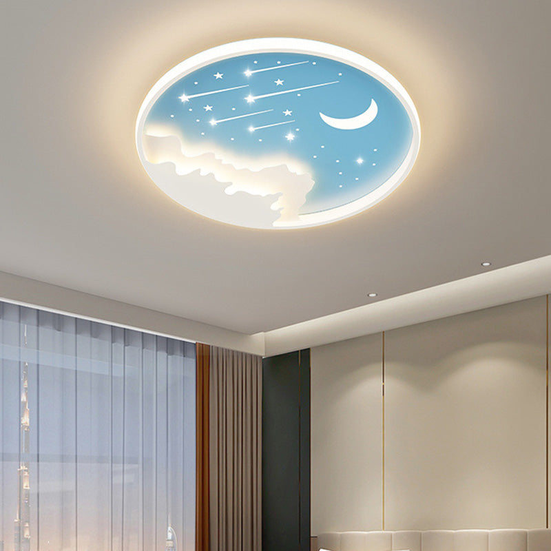 Luz de techo LED de montaje empotrado redonda de luna minimalista moderna de hierro y acrílico para dormitorio 