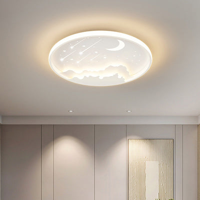 Luz de techo LED de montaje empotrado redonda de luna minimalista moderna de hierro y acrílico para dormitorio 