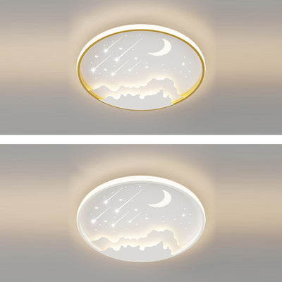 Luz de techo LED de montaje empotrado redonda de luna minimalista moderna de hierro y acrílico para dormitorio 
