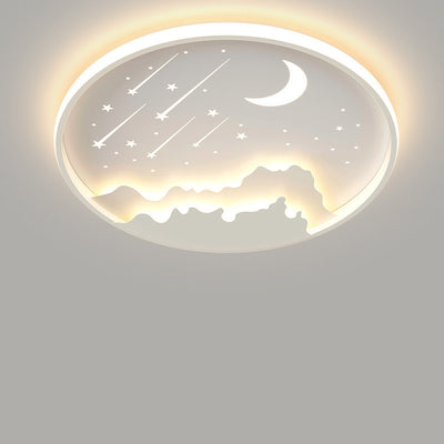 Luz de techo LED de montaje empotrado redonda de luna minimalista moderna de hierro y acrílico para dormitorio 