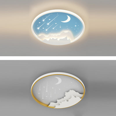 Luz de techo LED de montaje empotrado redonda de luna minimalista moderna de hierro y acrílico para dormitorio 
