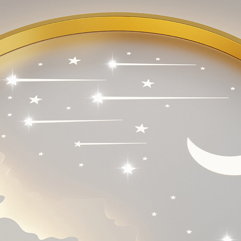 Luz de techo LED de montaje empotrado redonda de luna minimalista moderna de hierro y acrílico para dormitorio 