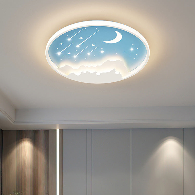Luz de techo LED de montaje empotrado redonda de luna minimalista moderna de hierro y acrílico para dormitorio 