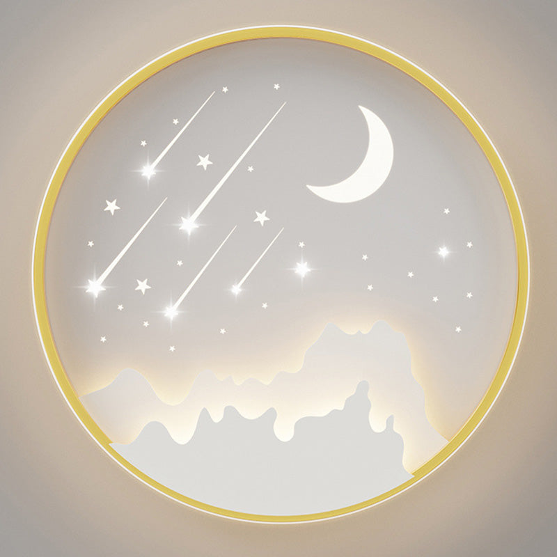 Moderne minimalistische Mond Runde Eisen Acryl LED Unterputz Deckenleuchte für Schlafzimmer 