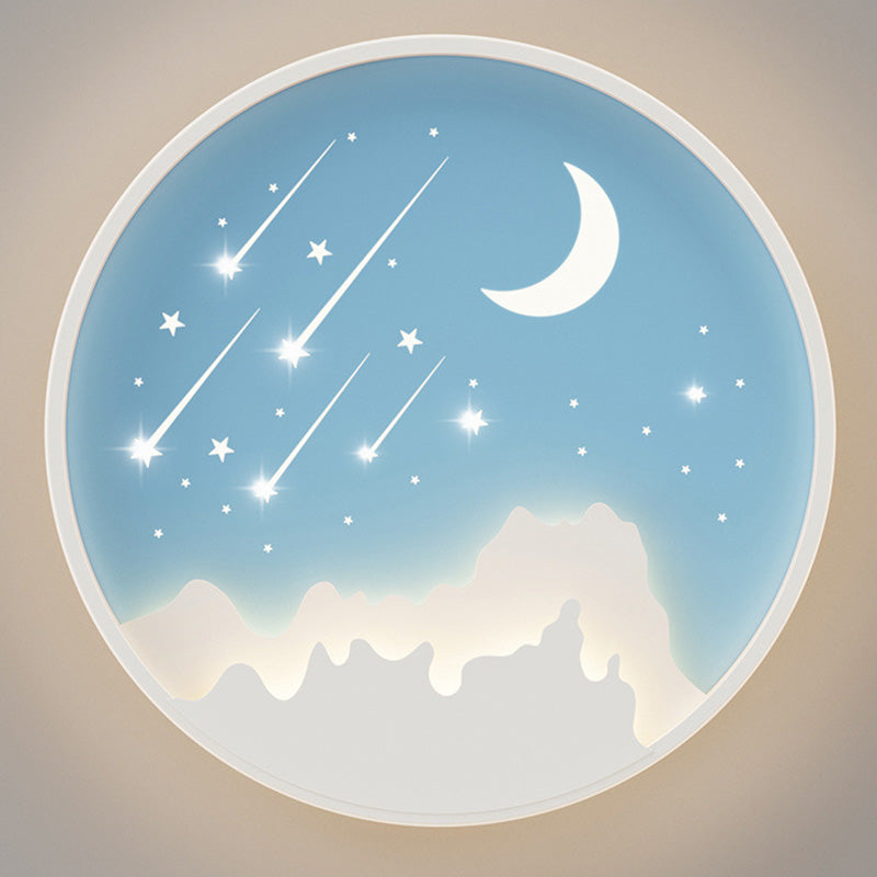 Moderne minimalistische Mond Runde Eisen Acryl LED Unterputz Deckenleuchte für Schlafzimmer 