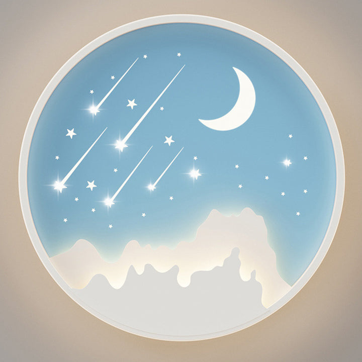Moderne minimalistische Mond Runde Eisen Acryl LED Unterputz Deckenleuchte für Schlafzimmer 