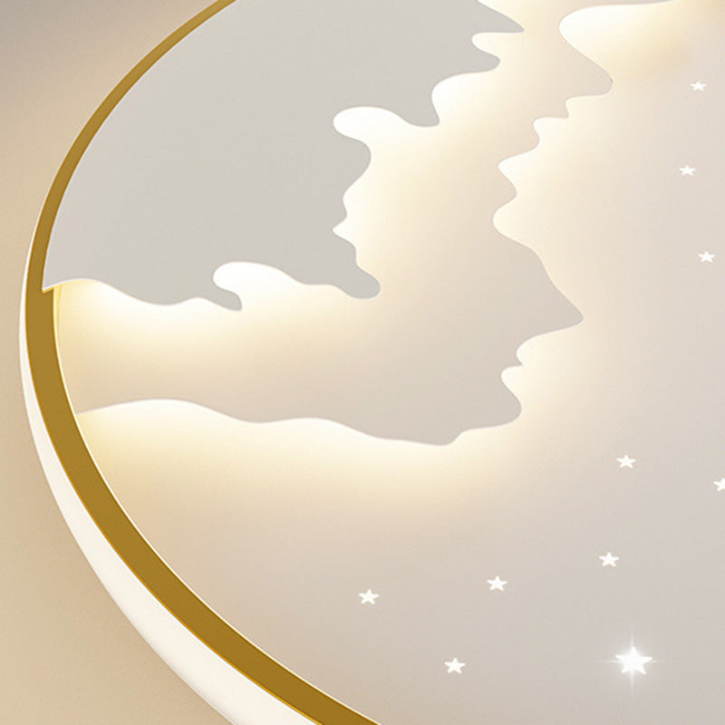 Luz de techo LED de montaje empotrado redonda de luna minimalista moderna de hierro y acrílico para dormitorio 