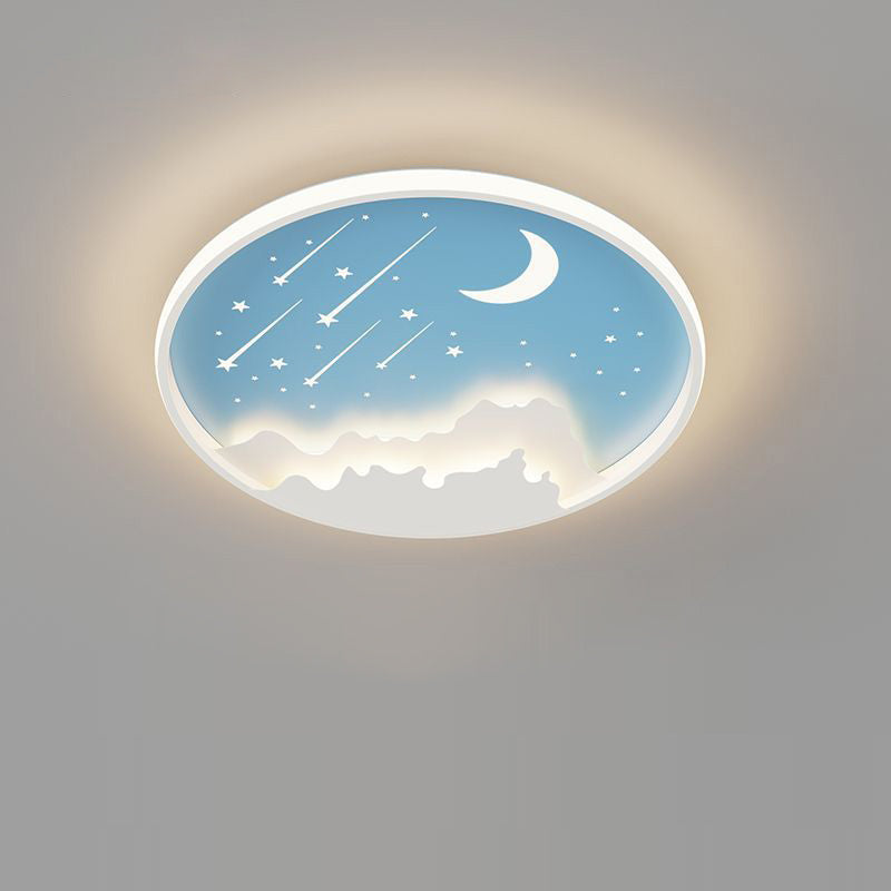 Luz de techo LED de montaje empotrado redonda de luna minimalista moderna de hierro y acrílico para dormitorio 