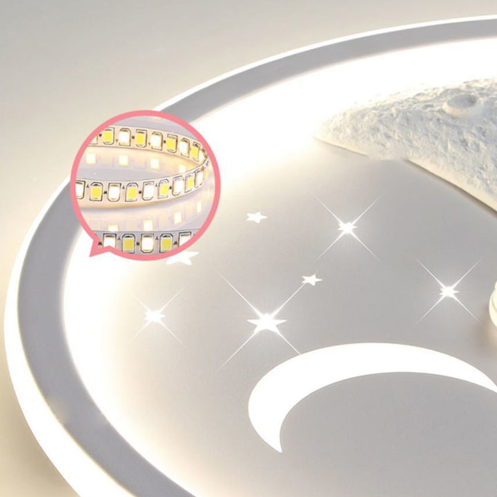 Moderne minimalistische Mond Runde Eisen Acryl LED Unterputz Deckenleuchte für Schlafzimmer 