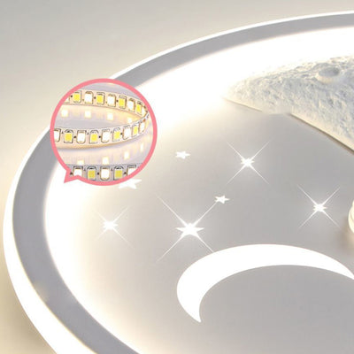 Luz de techo LED de montaje empotrado redonda de luna minimalista moderna de hierro y acrílico para dormitorio 