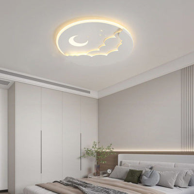 Luz de techo LED de montaje empotrado redonda de luna minimalista moderna de hierro y acrílico para dormitorio 