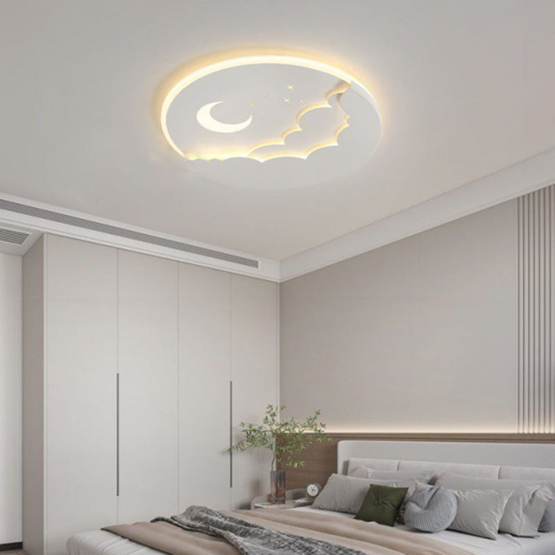 Luz de techo LED de montaje empotrado redonda de luna minimalista moderna de hierro y acrílico para dormitorio 