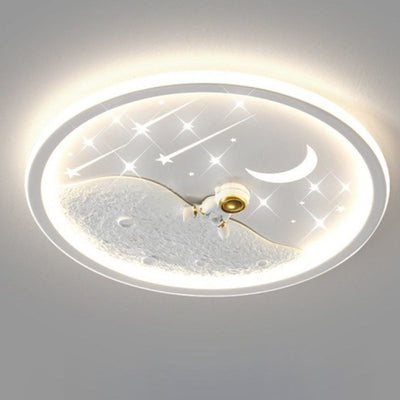 Luz de techo LED de montaje empotrado redonda de luna minimalista moderna de hierro y acrílico para dormitorio 