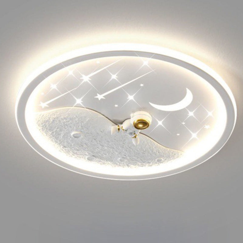 Luz de techo LED de montaje empotrado redonda de luna minimalista moderna de hierro y acrílico para dormitorio 