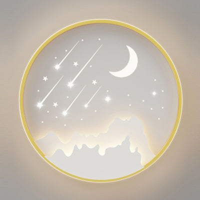 Luz de techo LED de montaje empotrado redonda de luna minimalista moderna de hierro y acrílico para dormitorio 