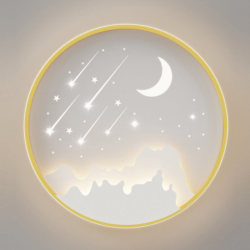 Luz de techo LED de montaje empotrado redonda de luna minimalista moderna de hierro y acrílico para dormitorio 