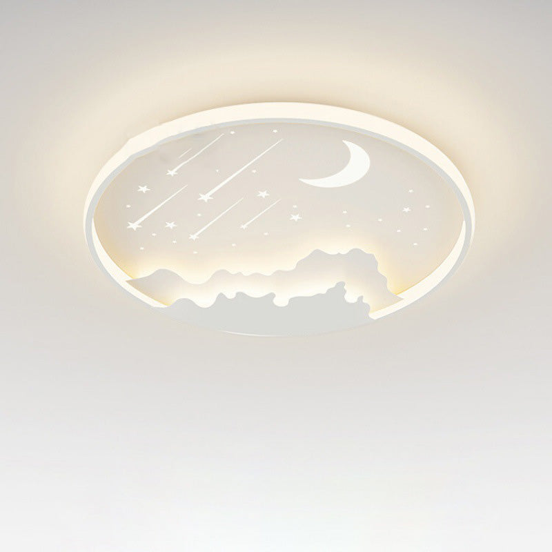 Luz de techo LED de montaje empotrado redonda de luna minimalista moderna de hierro y acrílico para dormitorio 