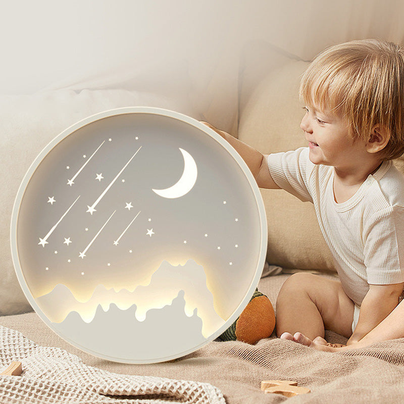 Luz de techo LED de montaje empotrado redonda de luna minimalista moderna de hierro y acrílico para dormitorio 