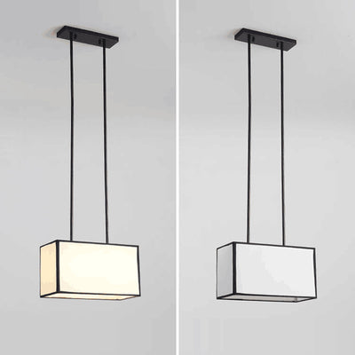 Lámpara colgante moderna minimalista de rectángulo de hierro y tela de 1 luz para dormitorio 