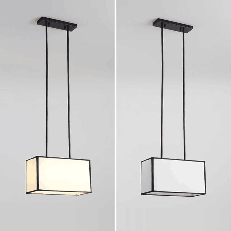 Lámpara colgante moderna minimalista de rectángulo de hierro y tela de 1 luz para dormitorio 