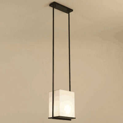Lámpara colgante moderna minimalista de rectángulo de hierro y tela de 1 luz para dormitorio 