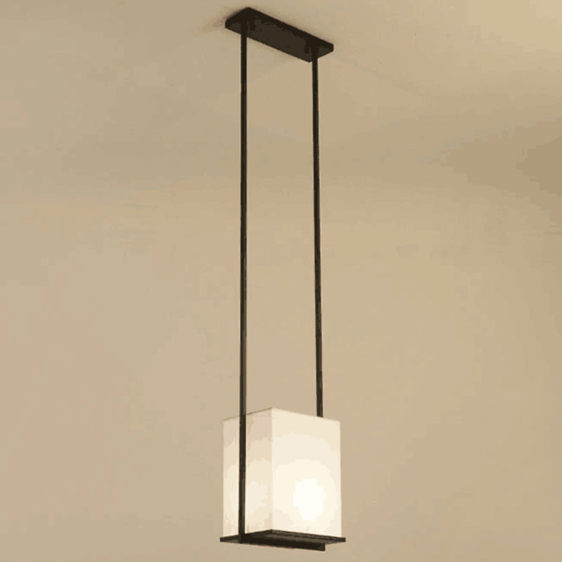 Lámpara colgante moderna minimalista de rectángulo de hierro y tela de 1 luz para dormitorio 