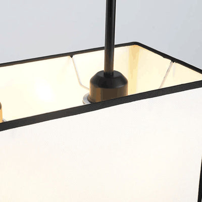 Lámpara colgante moderna minimalista de rectángulo de hierro y tela de 1 luz para dormitorio 